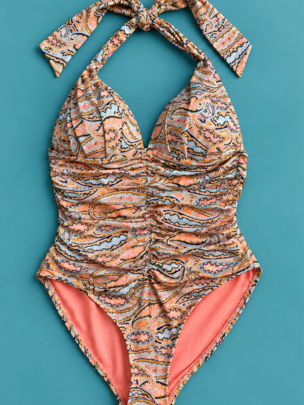 Athleta Aqualuxe Paisley Halter One Piece Swimsuit NWT Large